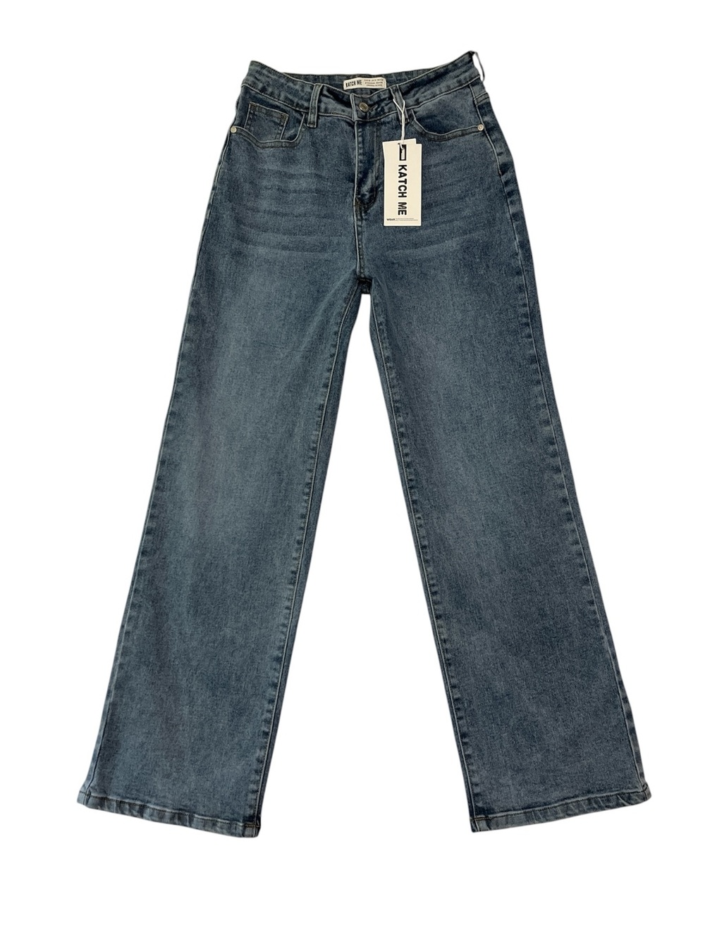 Katch Me Women’s Wide Leg Jeans UK 10, US 6, 28 Waist Mid Rise Casual Denim